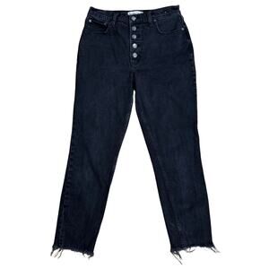 Abercrombie & Fitch The Skinny High Rise Jeans Raw Hem Black Size 29 8R